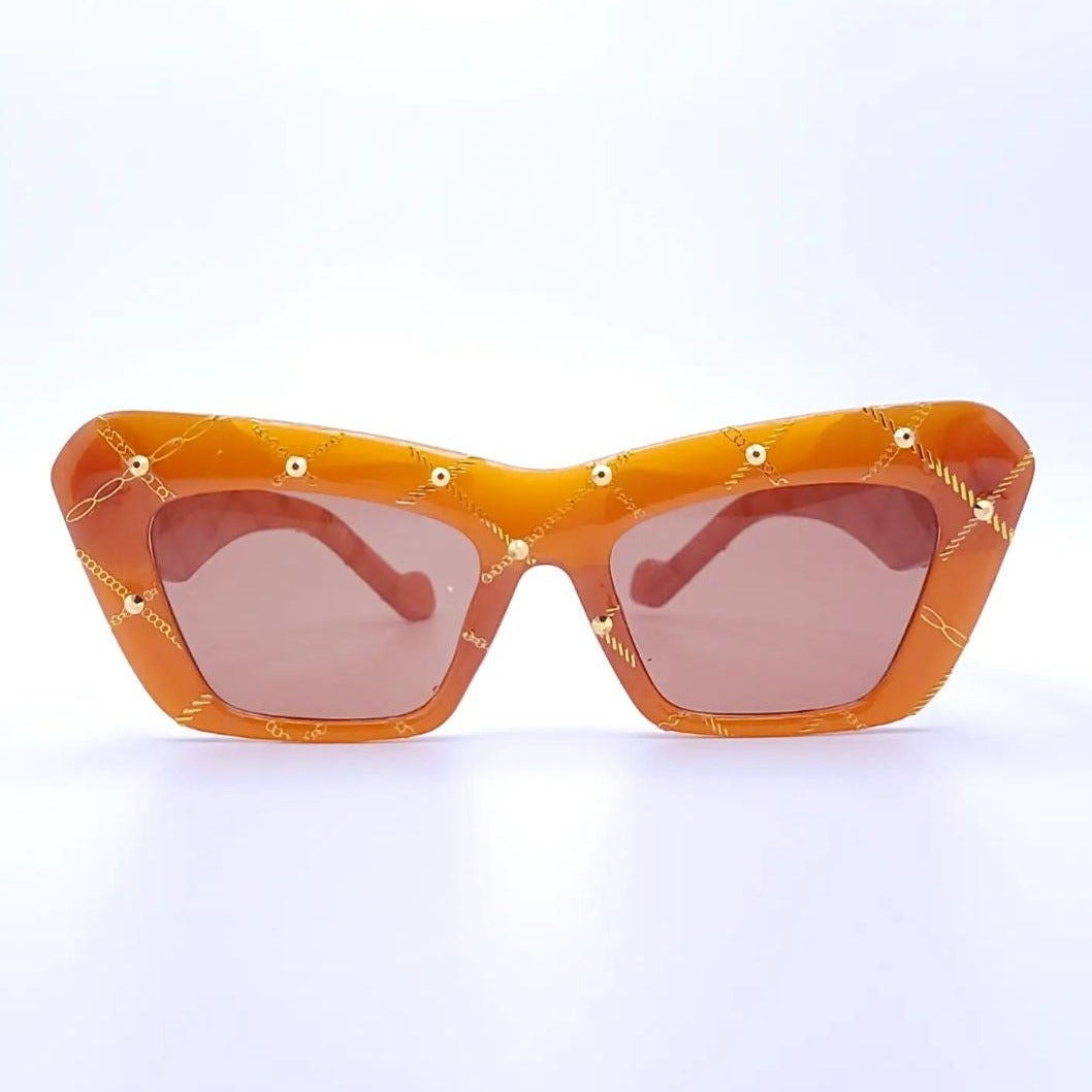 Gold Plaid Sunglasses Front